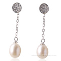 WSEHR04364W vintage real pink freshwater pearl earrings